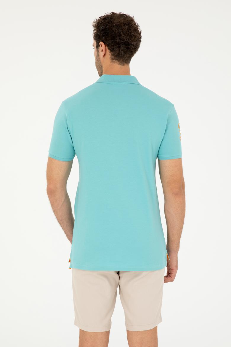 Erkek Slim Fit Polo Yaka Mint Basic Tişört - 50279568060