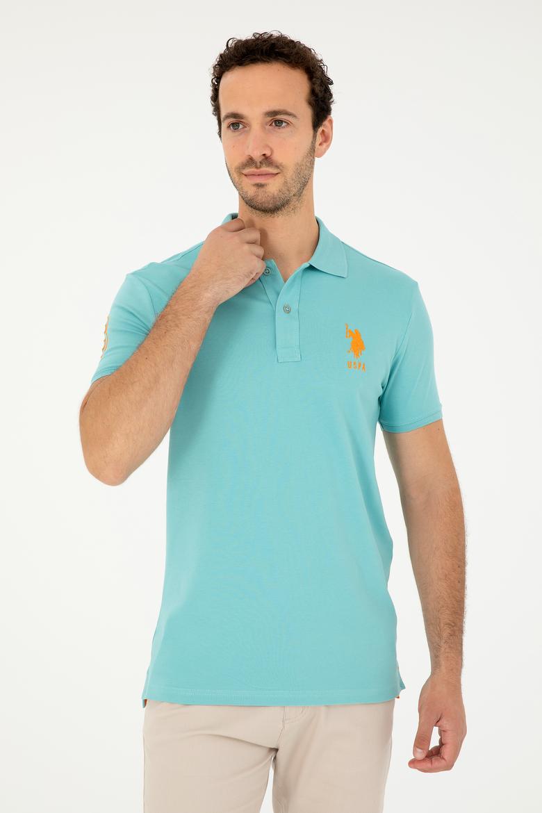 Erkek Slim Fit Polo Yaka Mint Basic Tişört - 50279568060
