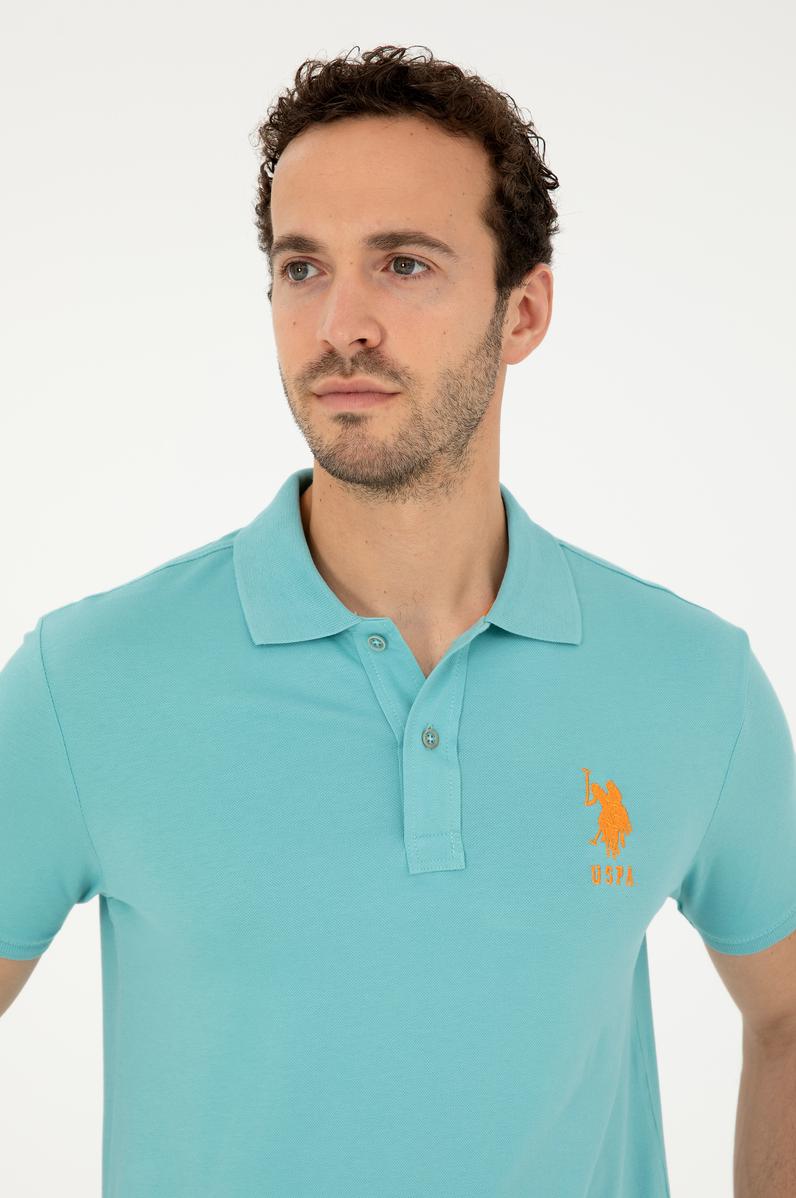 Erkek Slim Fit Polo Yaka Mint Basic Tişört