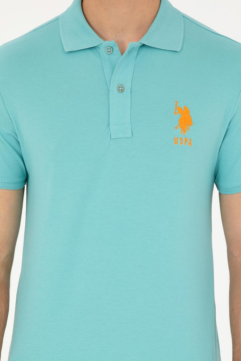 Erkek Slim Fit Polo Yaka Mint Basic Tişört - 50279568060