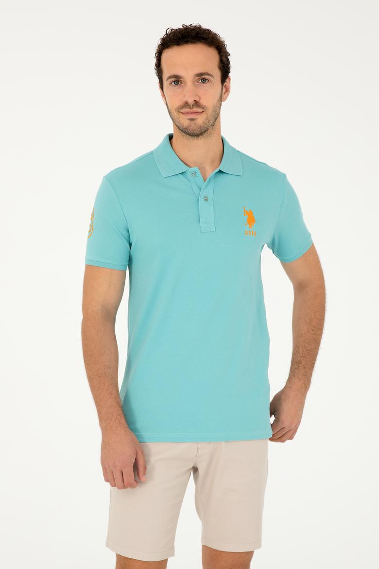 Erkek Slim Fit Polo Yaka Mint Basic Tişört