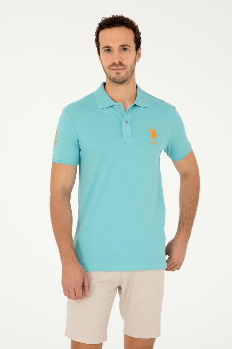 Erkek Slim Fit Polo Yaka Mint Basic Tişört