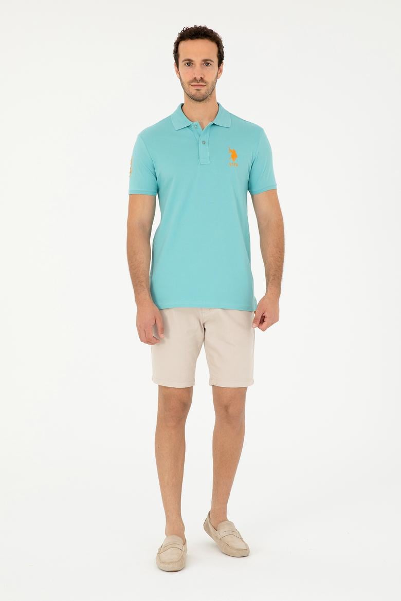 Erkek Slim Fit Polo Yaka Mint Basic Tişört - 50279568060