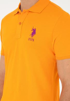 Erkek Slim Fit Polo Yaka Turuncu Basic Tişört - 50279568080