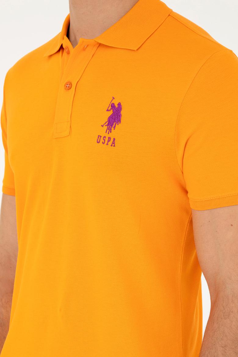 Erkek Slim Fit Polo Yaka Turuncu Basic Tişört - 50279568080