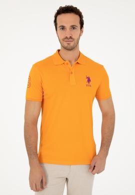 Erkek Slim Fit Polo Yaka Turuncu Basic Tişört - 50279568080