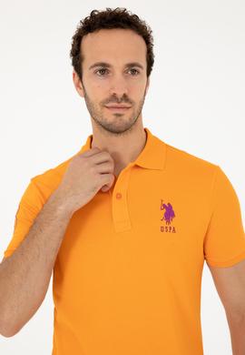 Erkek Slim Fit Polo Yaka Turuncu Basic Tişört - 50279568080