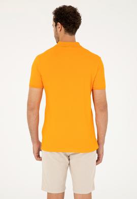 Erkek Slim Fit Polo Yaka Turuncu Basic Tişört - 50279568080