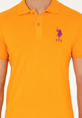Erkek Slim Fit Polo Yaka Turuncu Basic Tişört - 50279568080