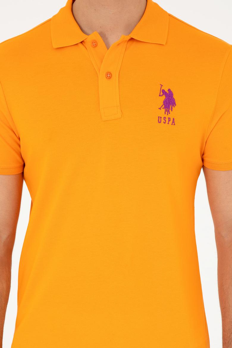 Erkek Slim Fit Polo Yaka Turuncu Basic Tişört - 50279568080