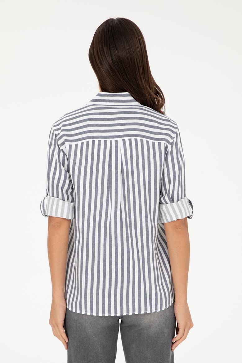 Kadın Lacivert Uzun Kollu Gömlek - 50280944021