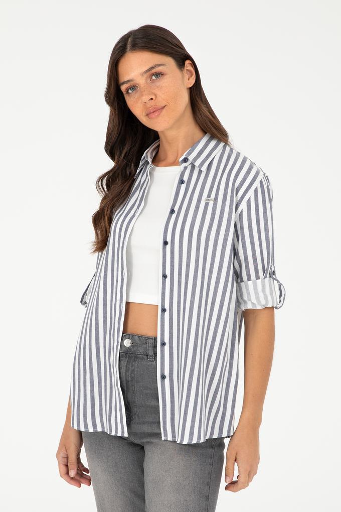 Kadın Lacivert Uzun Kollu Gömlek