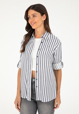 Kadın Lacivert Uzun Kollu Gömlek - 50280944021