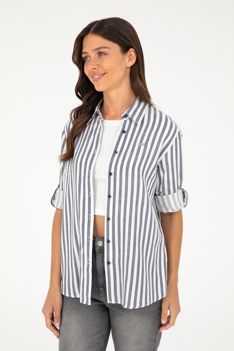 Kadın Lacivert Uzun Kollu Gömlek - 50280944021