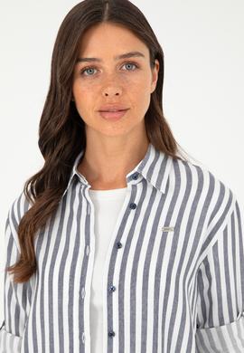 Kadın Lacivert Uzun Kollu Gömlek - 50280944021