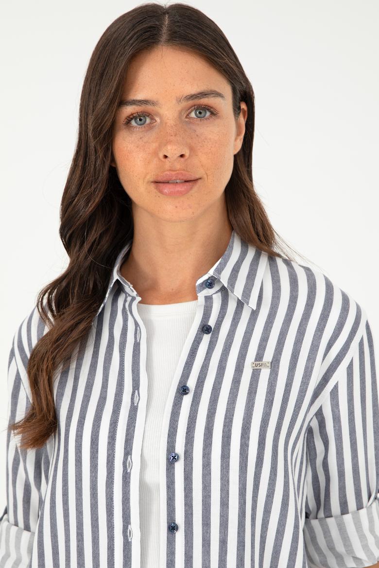 Kadın Lacivert Uzun Kollu Gömlek - 50280944021