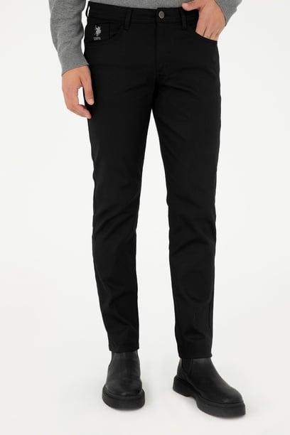 Erkek Slim Fit Siyah Kanvas / Chino Pantolon