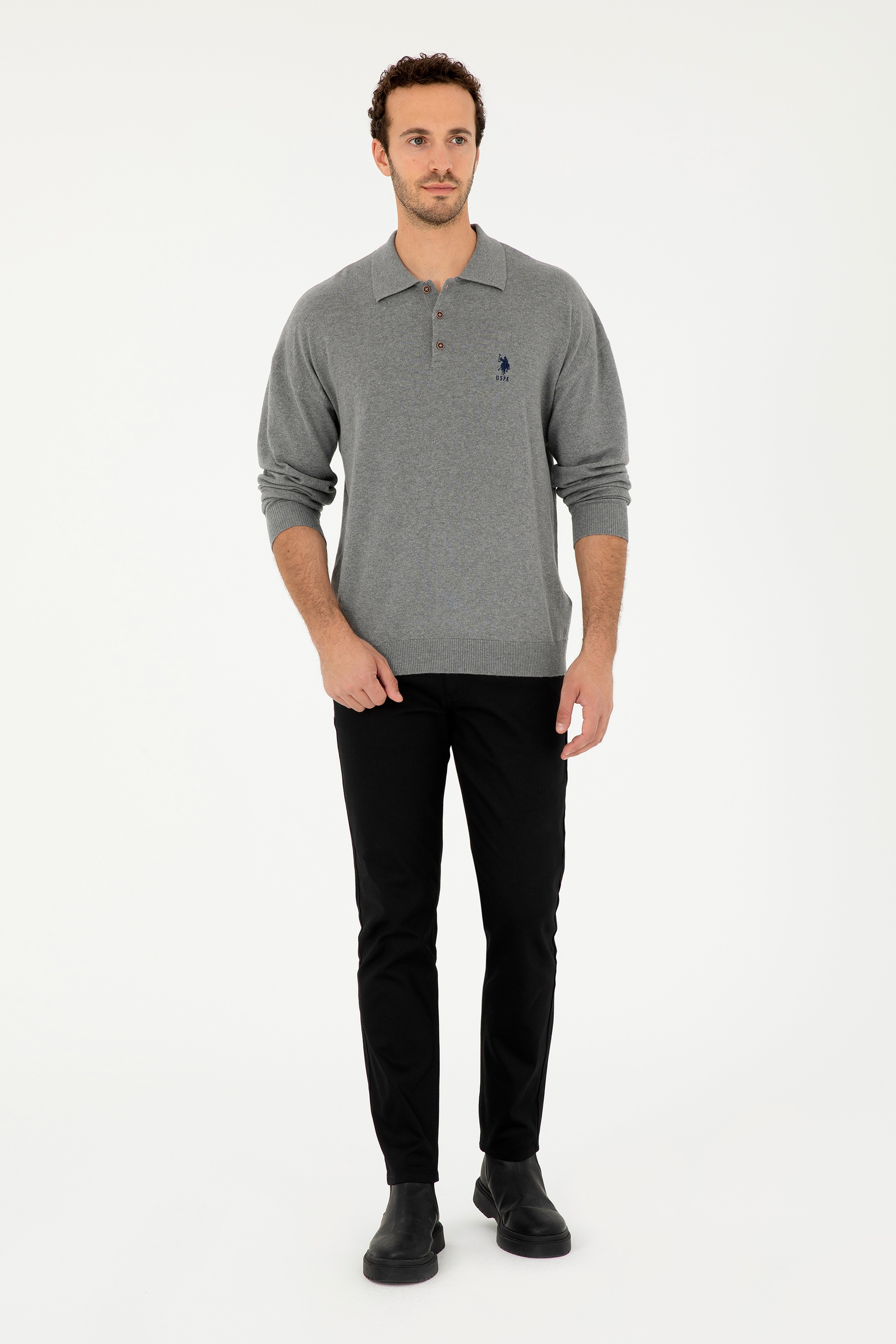 Erkek Slim Fit Siyah Kanvas / Chino Pantolon - Image 3