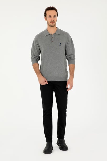 Erkek Slim Fit Siyah Kanvas / Chino Pantolon