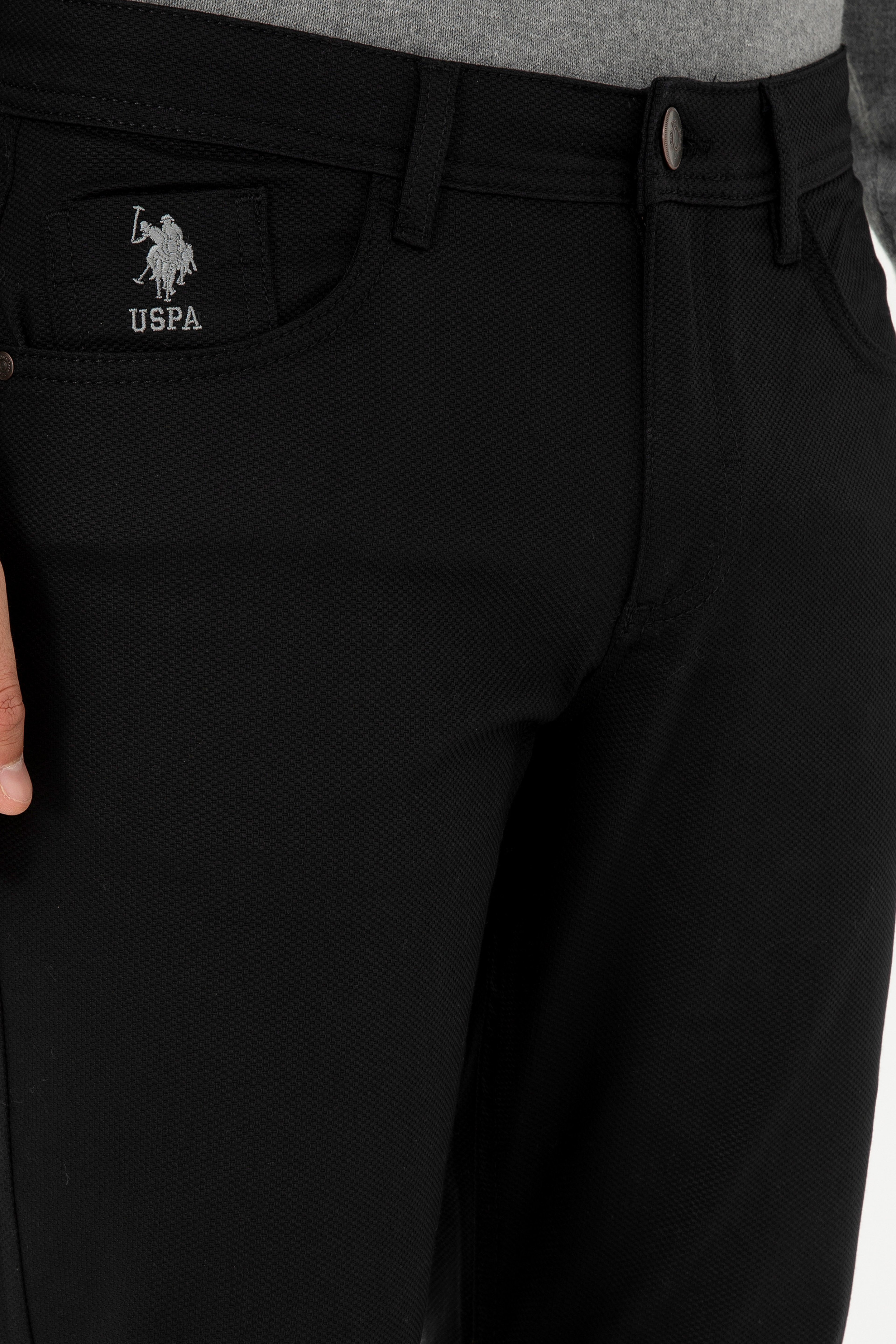 Erkek Slim Fit Siyah Kanvas / Chino Pantolon
