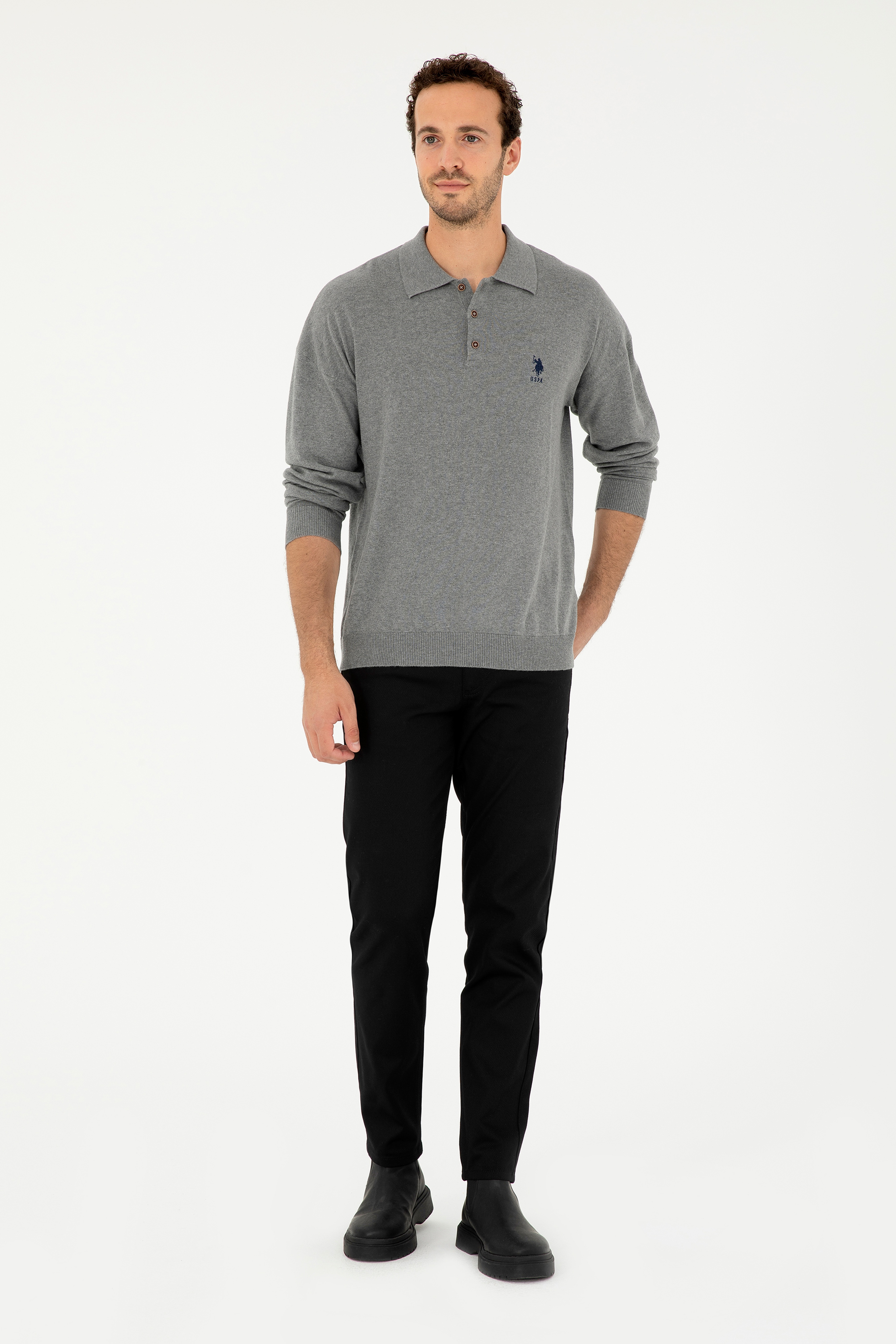 Erkek Slim Fit Siyah Kanvas / Chino Pantolon