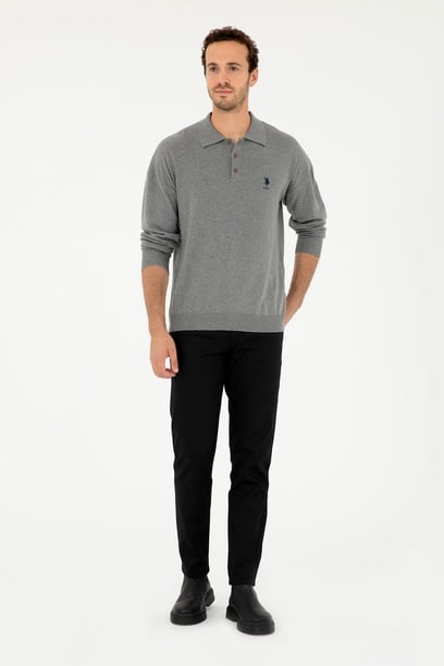 Erkek Slim Fit Siyah Kanvas / Chino Pantolon