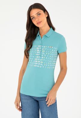 Kadın Mint Polo Yaka Tişört - 50282885013