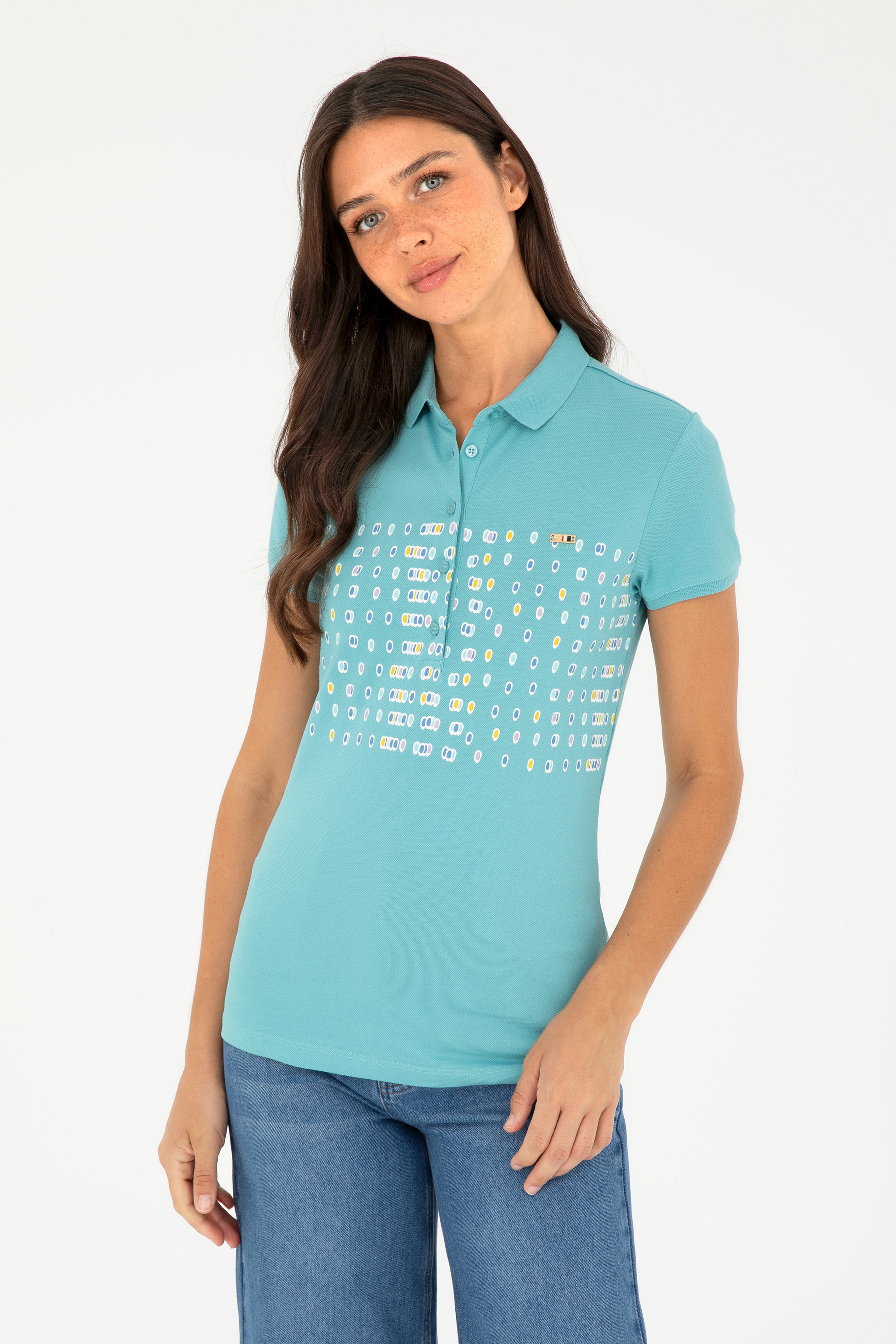 Kadın Mint Polo Yaka Tişört - Image 1