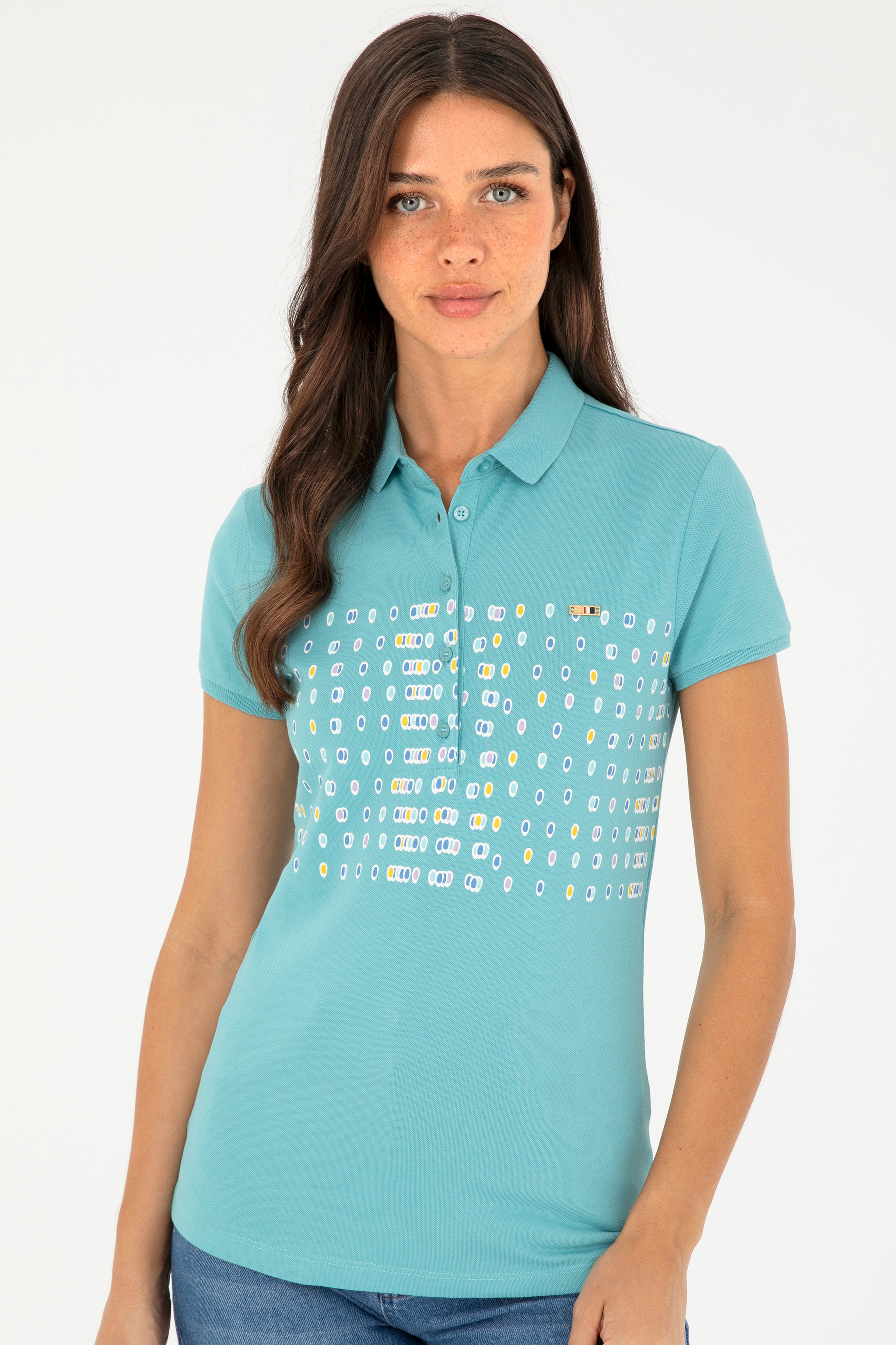 Kadın Mint Polo Yaka Tişört - Image 3
