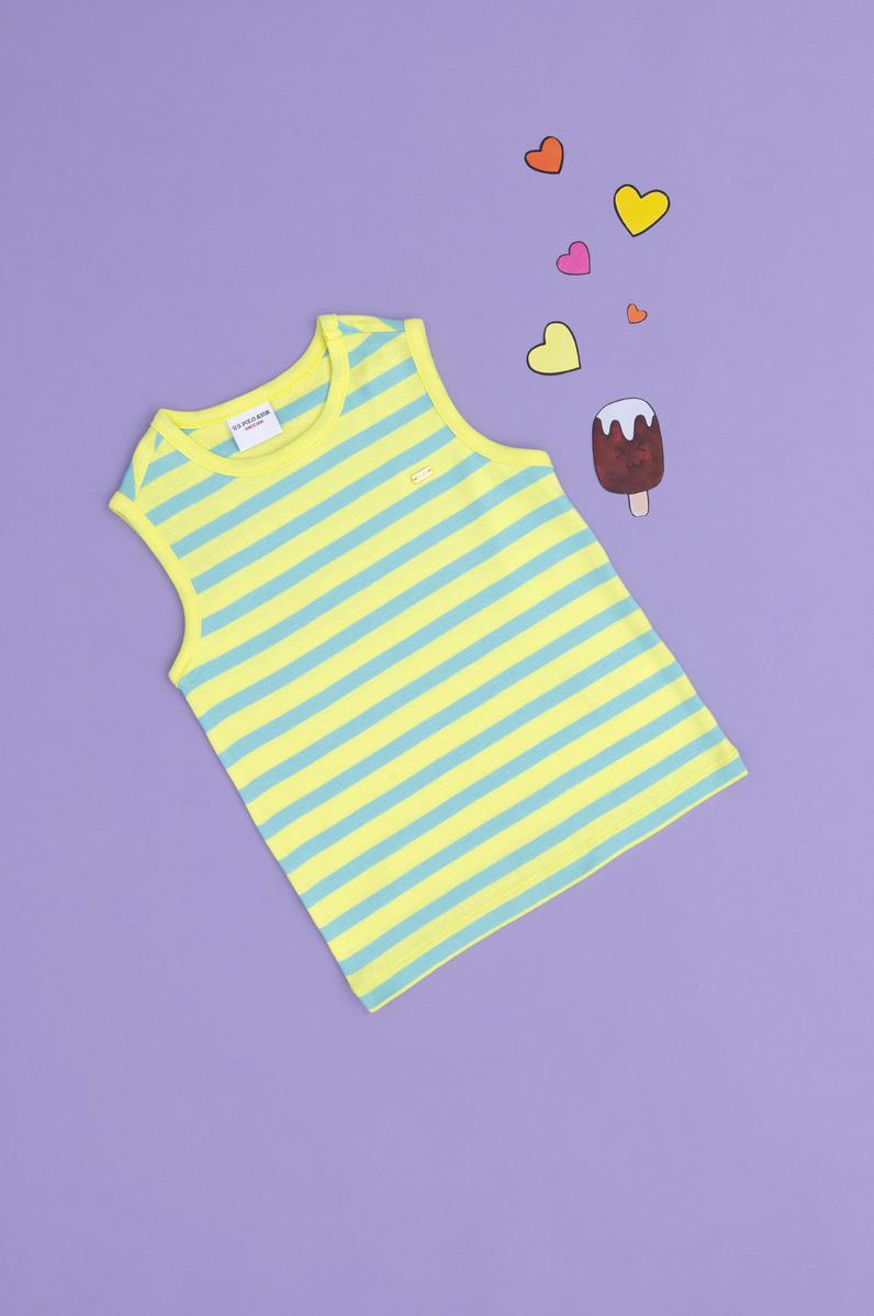 Kız Çocuk Fıstık Yeşili Bisiklet Yaka Kolsuz Tişört