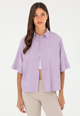 Kadın Lila Uzun Kollu Gömlek - 50283632004
