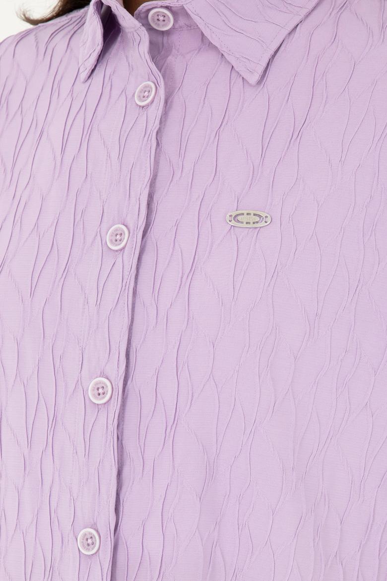 Kadın Lila Uzun Kollu Gömlek - 50283632004