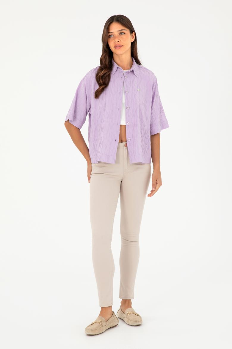 Kadın Lila Uzun Kollu Gömlek - 50283632004