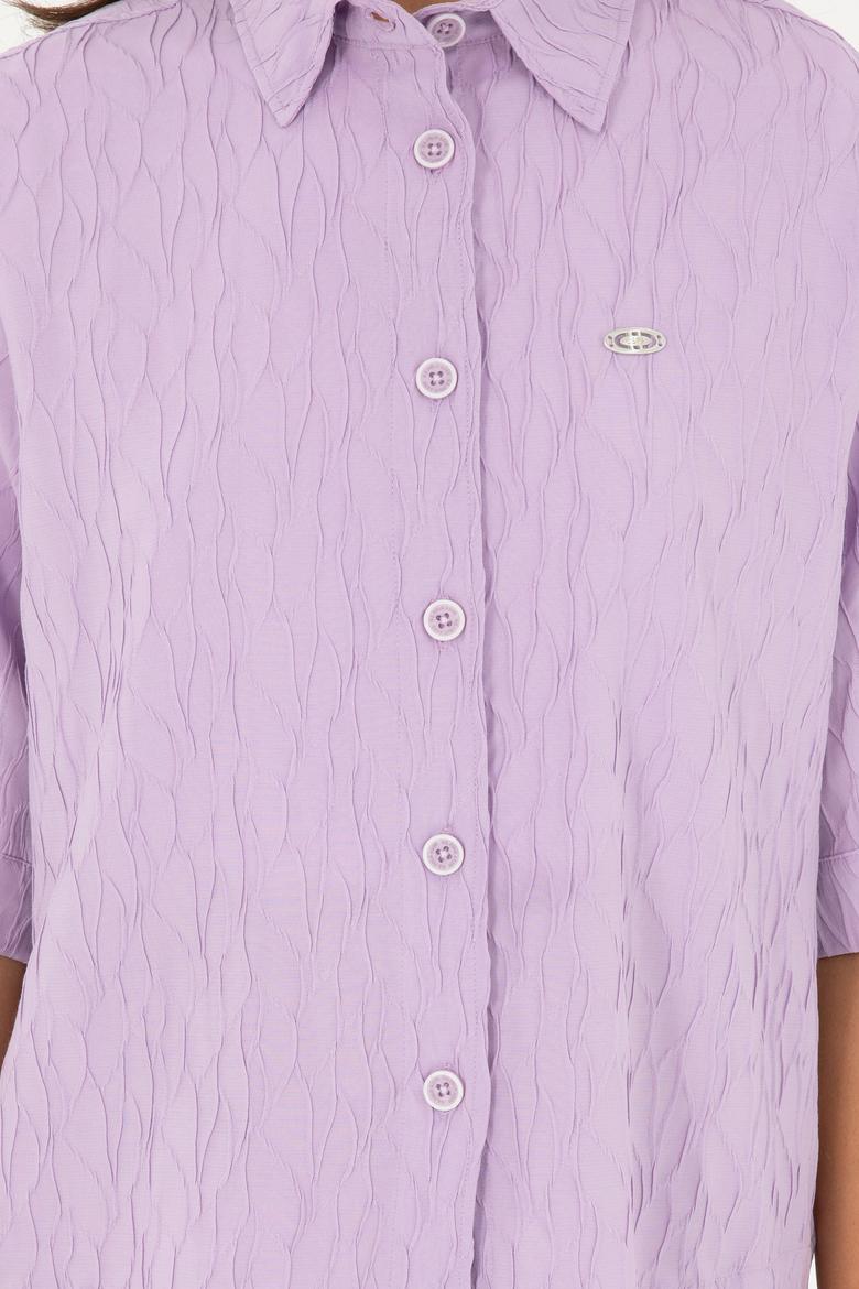 Kadın Lila Uzun Kollu Gömlek - 50283632004