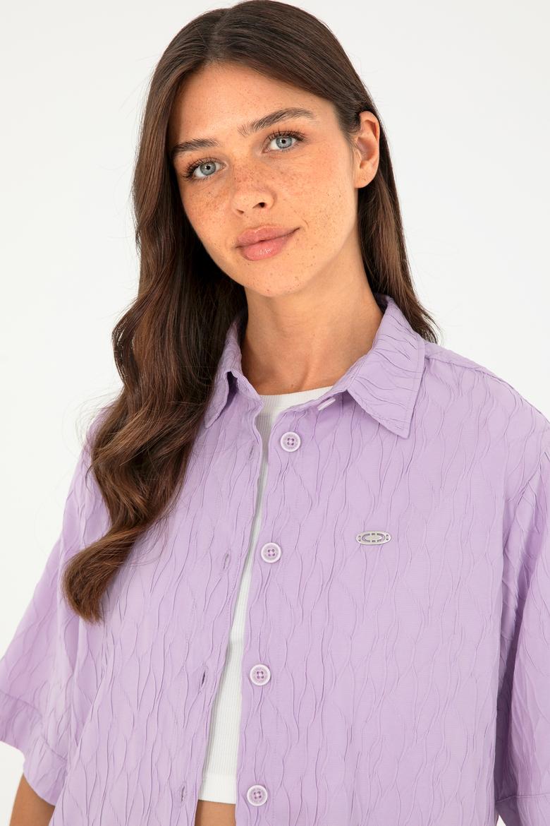 Kadın Lila Uzun Kollu Gömlek - 50283632004
