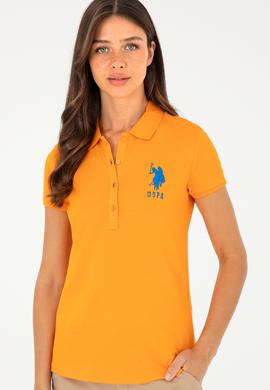 Kadın Turuncu Basic Polo Yaka Tişört - 50280063017