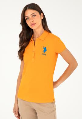 Kadın Turuncu Basic Polo Yaka Tişört - 50280063017