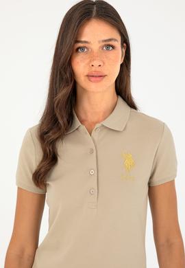 Kadın Açık Haki Basic Polo Yaka Tişört - 50280071219