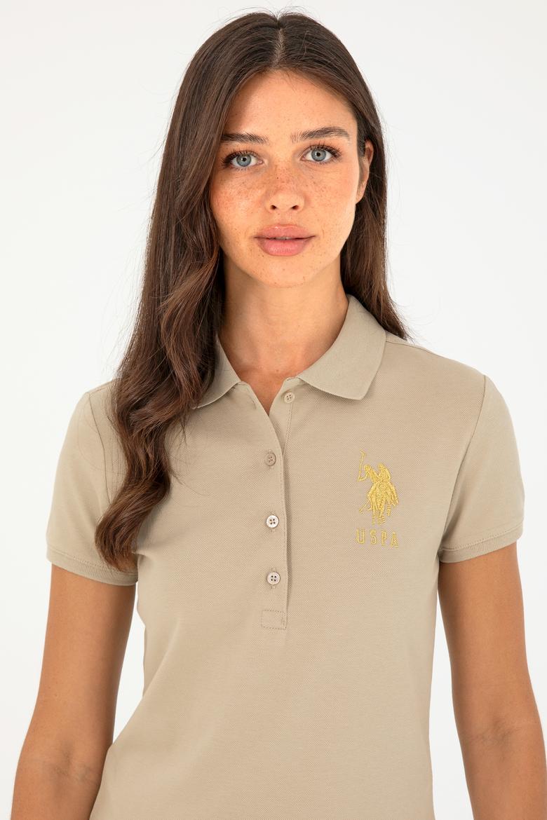 Kadın Açık Haki Basic Polo Yaka Tişört - 50280071219