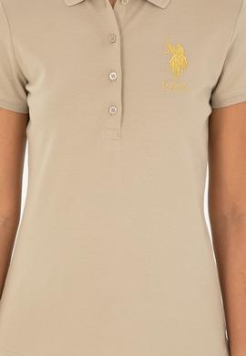 Kadın Açık Haki Basic Polo Yaka Tişört - 50280071219