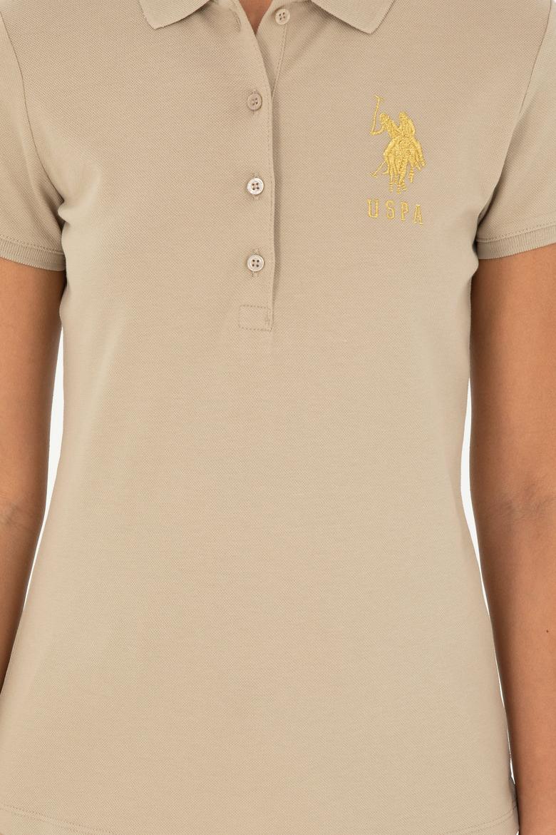 Kadın Açık Haki Basic Polo Yaka Tişört - 50280071219