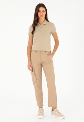 Kadın Açık Haki Basic Polo Yaka Tişört - 50280071219