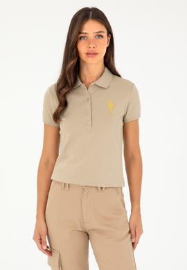 Kadın Açık Haki Basic Polo Yaka Tişört - 50280071219