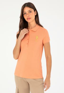 Kadın Somon Basic Polo Yaka Tişört - 50280071192