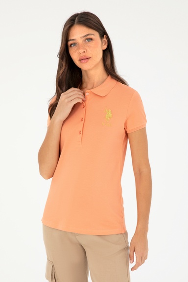 Kadın Somon Basic Polo Yaka Tişört