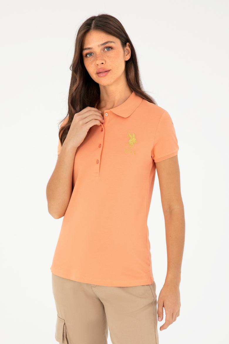 Kadın Somon Basic Polo Yaka Tişört