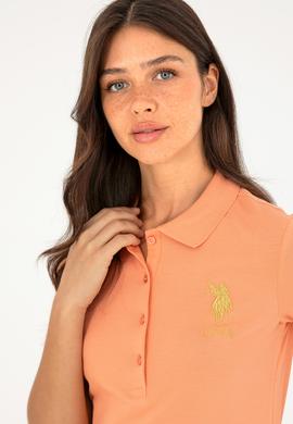 Kadın Somon Basic Polo Yaka Tişört - 50280071192