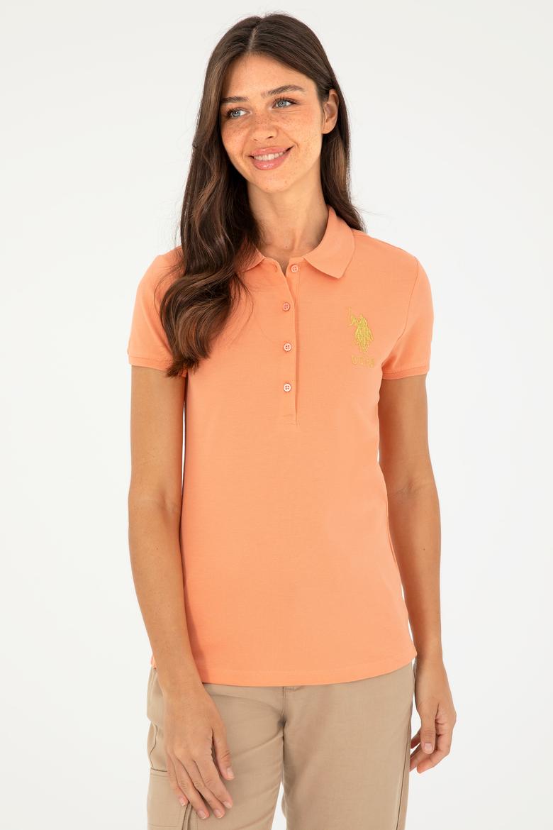 Kadın Somon Basic Polo Yaka Tişört - 50280071192