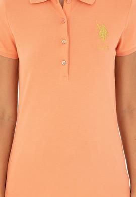 Kadın Somon Basic Polo Yaka Tişört - 50280071192