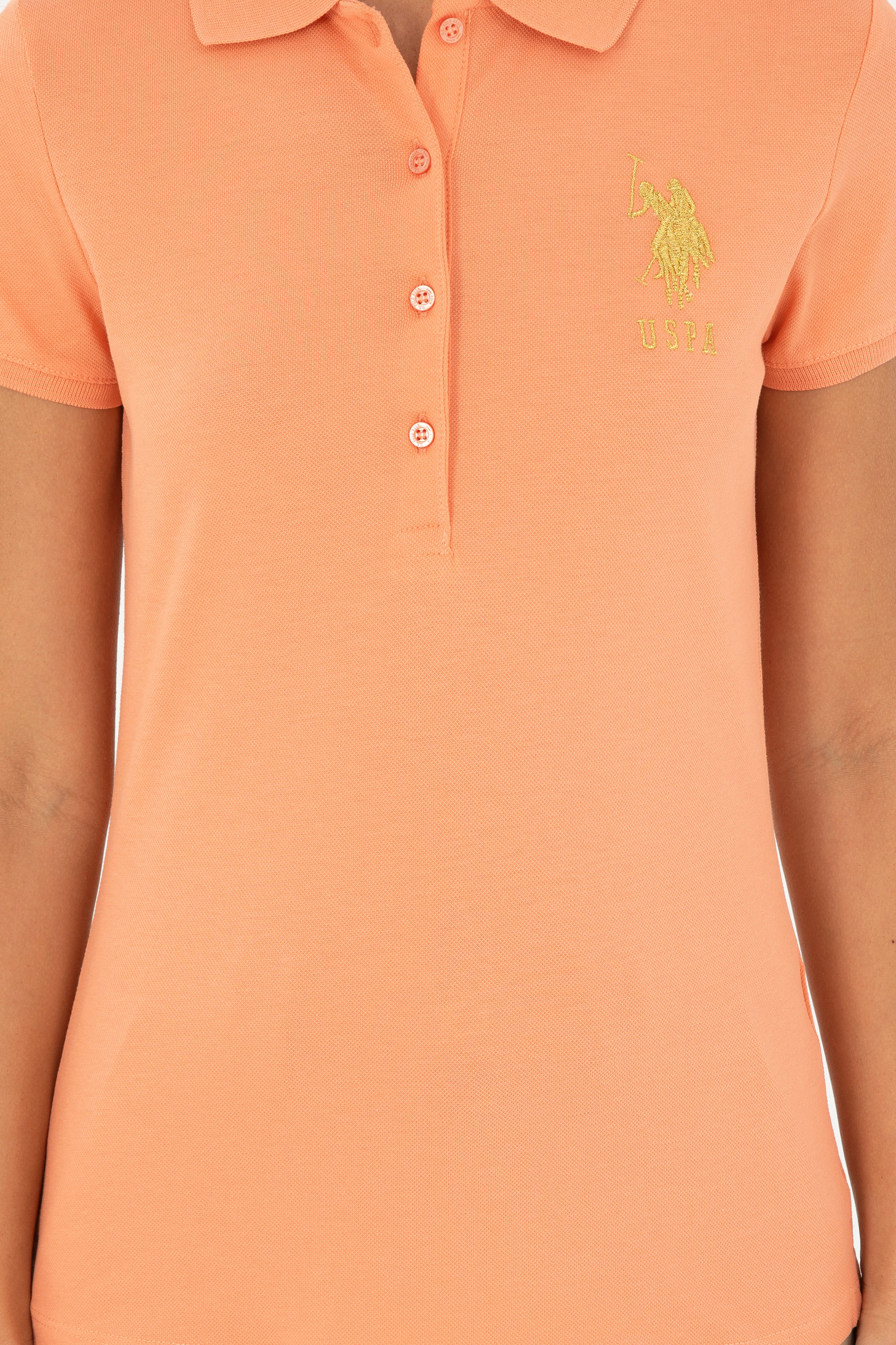 Kadın Somon Basic Polo Yaka Tişört - Image 6